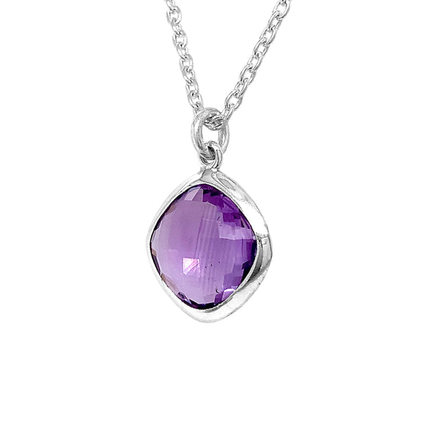 Sterling Silver Kite-Shaped Amethyst Necklace - "Violet Reflections"