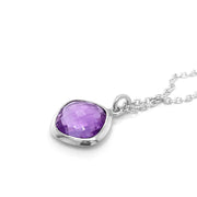 Sterling Silver Kite-Shaped Amethyst Necklace - "Violet Reflections"