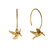 Gold Vermeil Hoop Earrings - "Hummingbird"