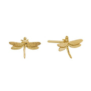 18K Yellow Gold Stud Earrings - "Teeny Tiny Dragonfly"