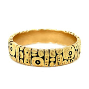 Textured 18K Yellow Gold Band - "Flora"