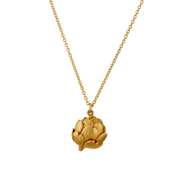 Gold Vermeil Necklace - "Artichoke with Engraved Heart"