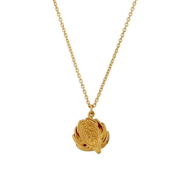 Gold Vermeil Necklace - "Artichoke with Engraved Heart"