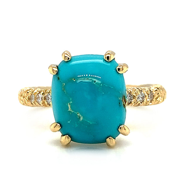 Carico Lake Turquoise & Diamond Ring - "Moonrise"